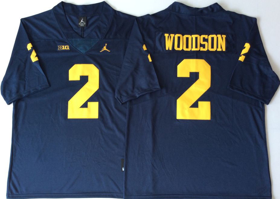 Men's Michigan Wolverines Charles Woodson #2 Navy Alumni Jersey